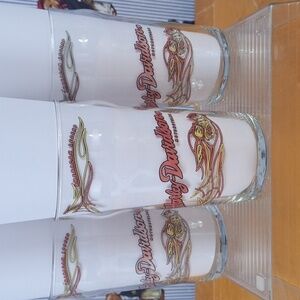 Harley-Davidson Motorcycles set of 3 Y2K tribal logo graphic 16oz pint glasses